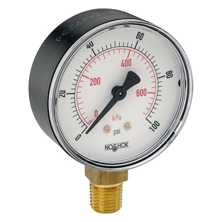 Pressure Gauge, 1.5 ABS Case, Copper Alloy Internals, 200 Psi/kPa, 1/8 NPT Back Conn, 304SS Bezel